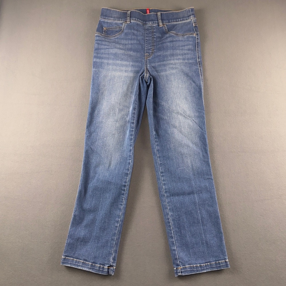 Spanx Ankle Straight Leg Jeans Medium Wash Blue Pull On Denim Womens Medium